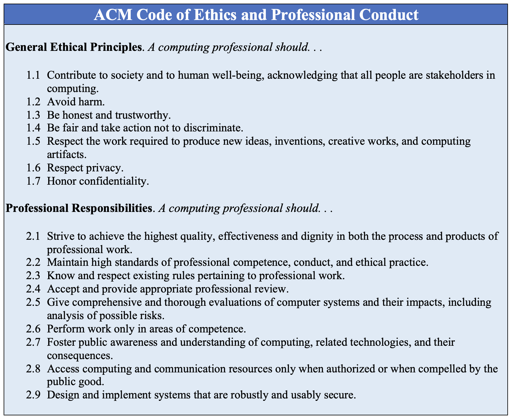 ACM Code of Ethics