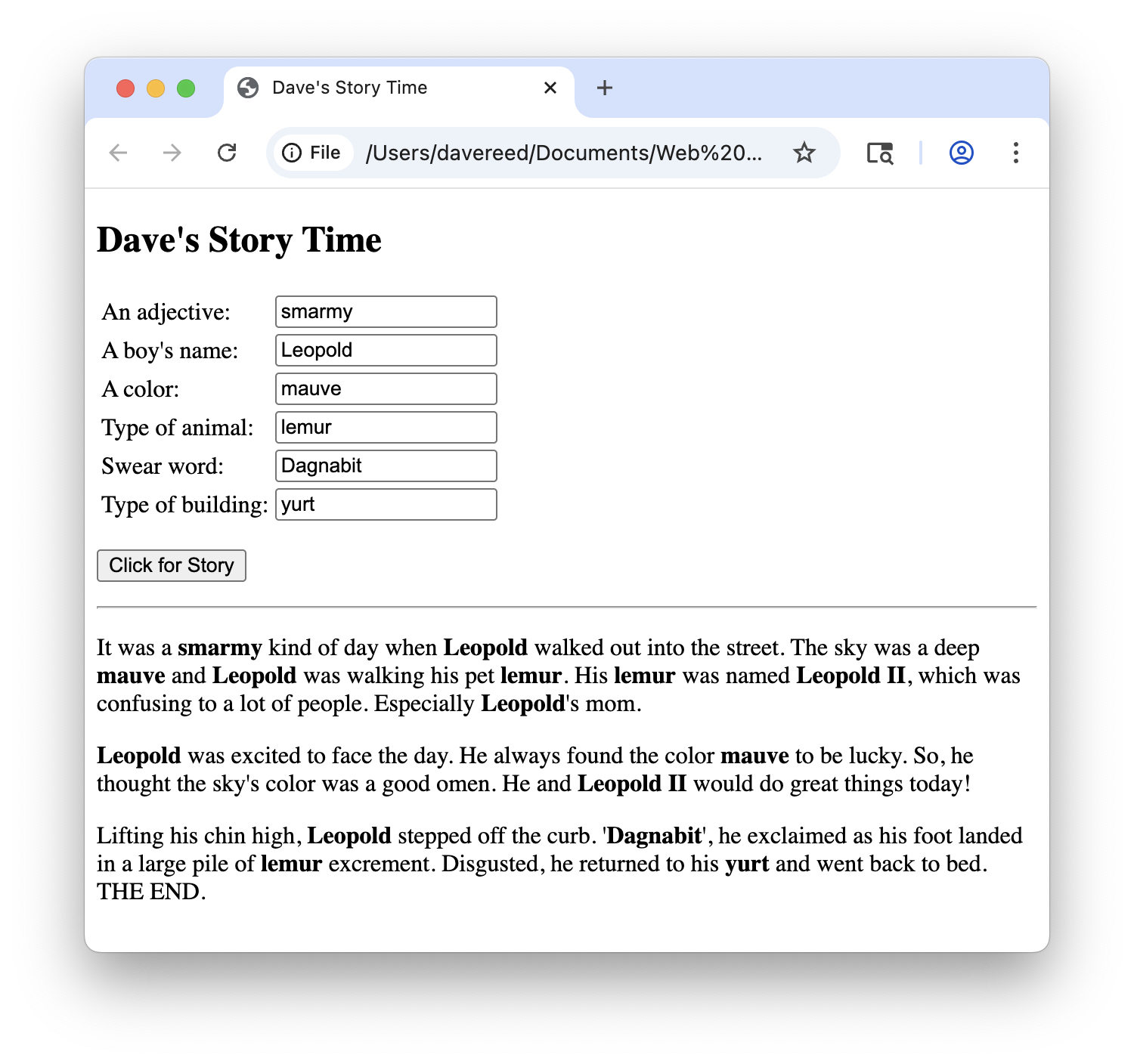 Story Page Screenshot