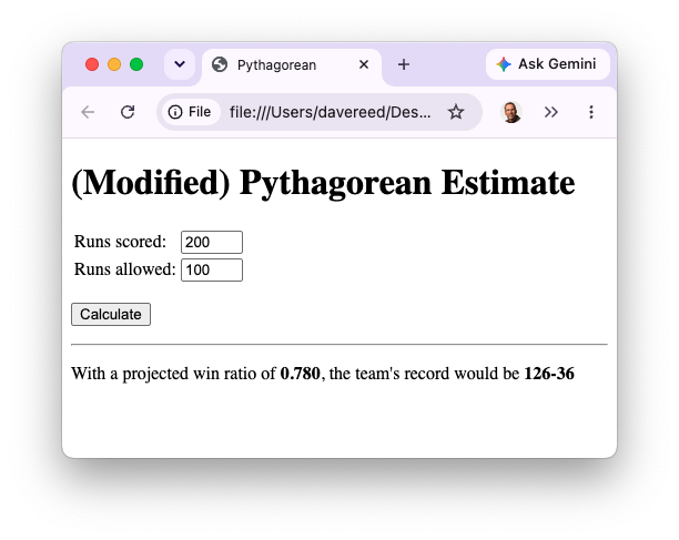 Baseball Page Screenshot