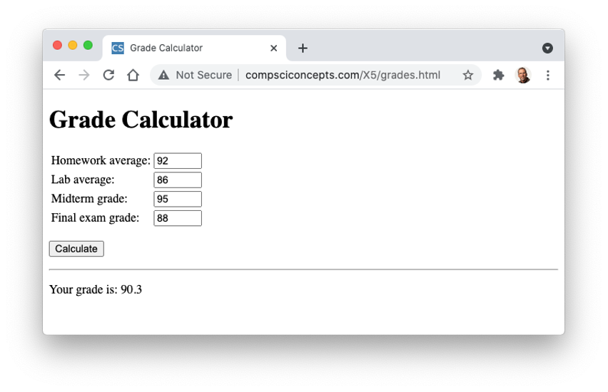 Grades Page Screenshot
