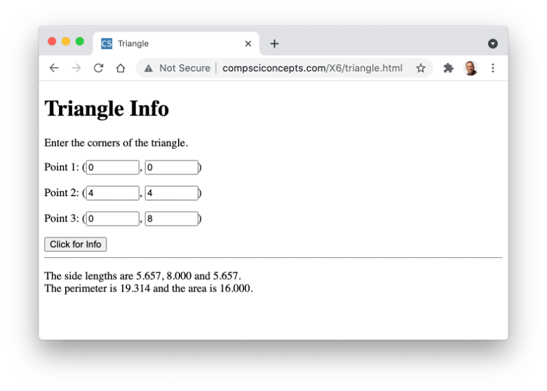 Triangle Page Screenshot
