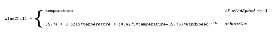 Wind chill formula