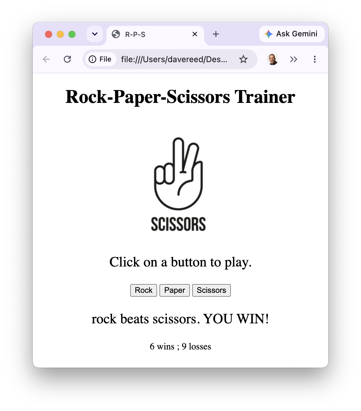 Rock-paper-scissors Page Screenshot
